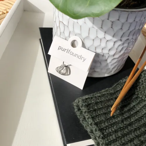 Heart shaped stitch markers by Purl Foundry